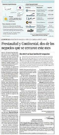 Prestasalud y Continental, dos de los negocios que se cerraron este mes